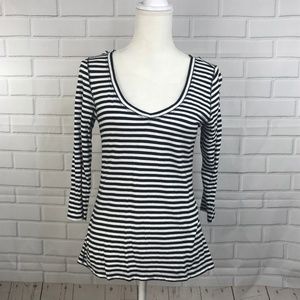 ⭐️14th & Union Womens Top Black White Stripe Shirt